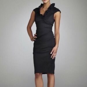 XSCAPE by Joanna Chen Black Ruffle Ruched Bodycon Dress